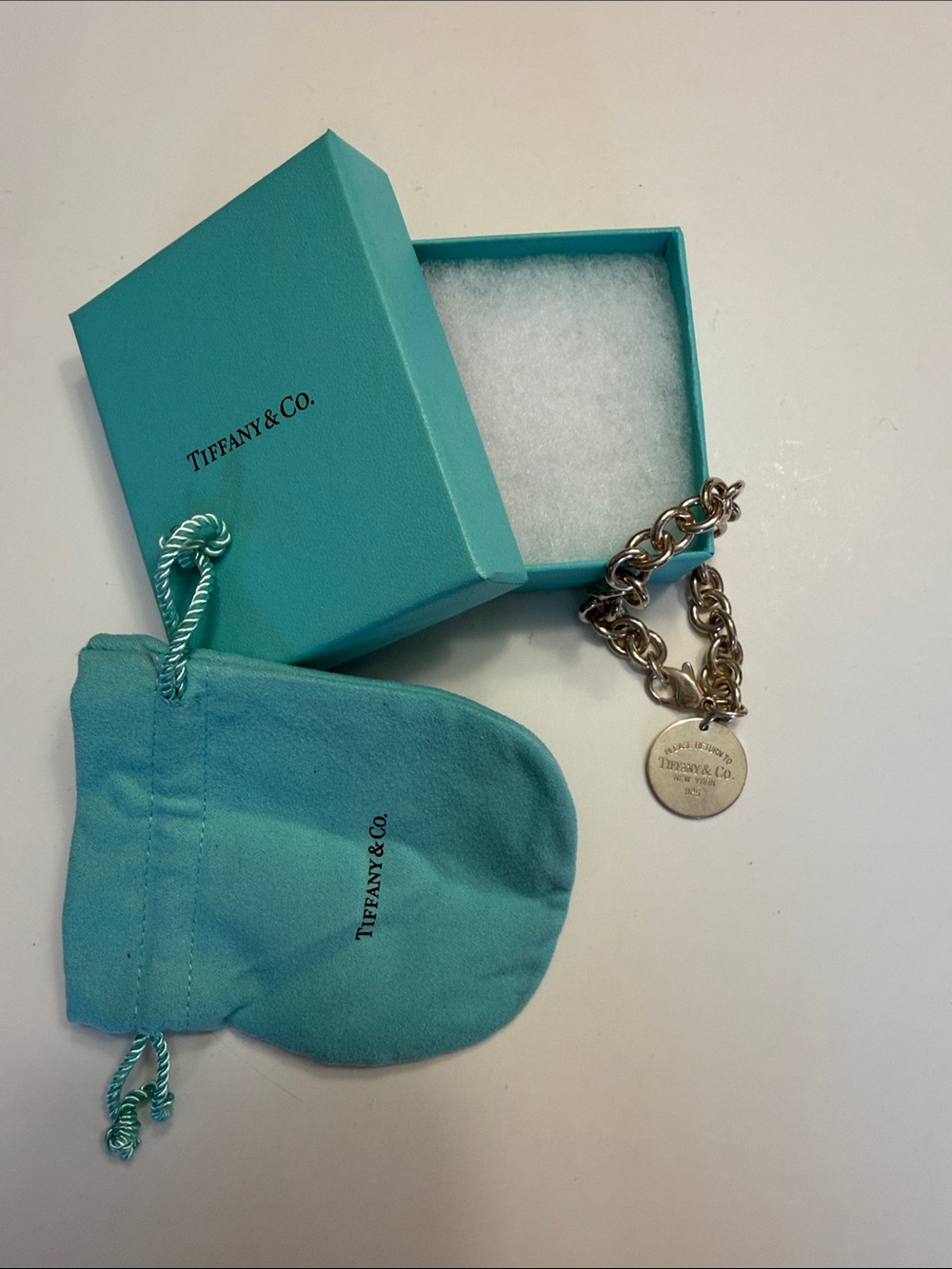 Tiffany & Co. Sterling Silver Toggle Charm Bracelet — Tiffany Blue Pouch & Box